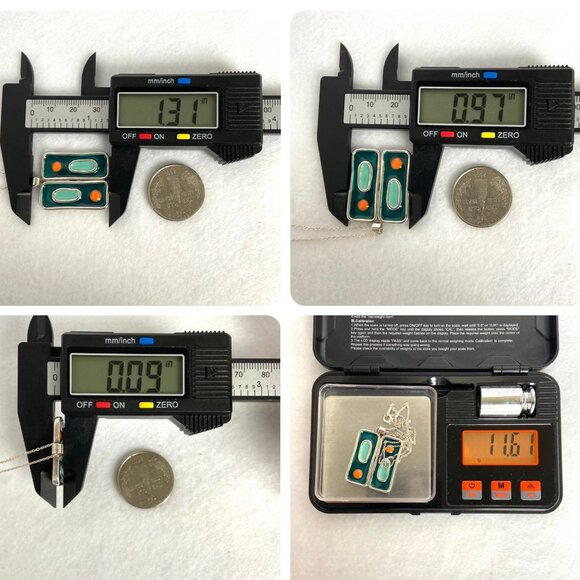 Sterling Silver 925 Modernist Style Enamel Geometric Pendant Necklace 18" Chain - Picture 11 of 16